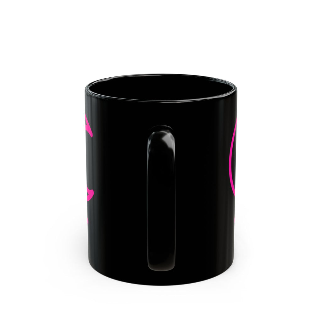 Lilith Symbol Feminist Magic Black Mug — Pink Occult Coffee Cup (11oz/15oz)
