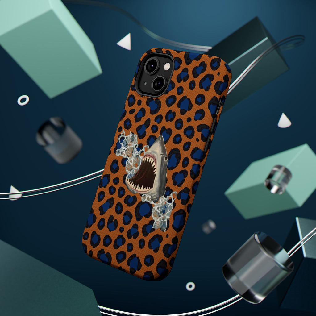 Shark Bite Leopard Print Phone Case — Magnetic Impact-Resistant