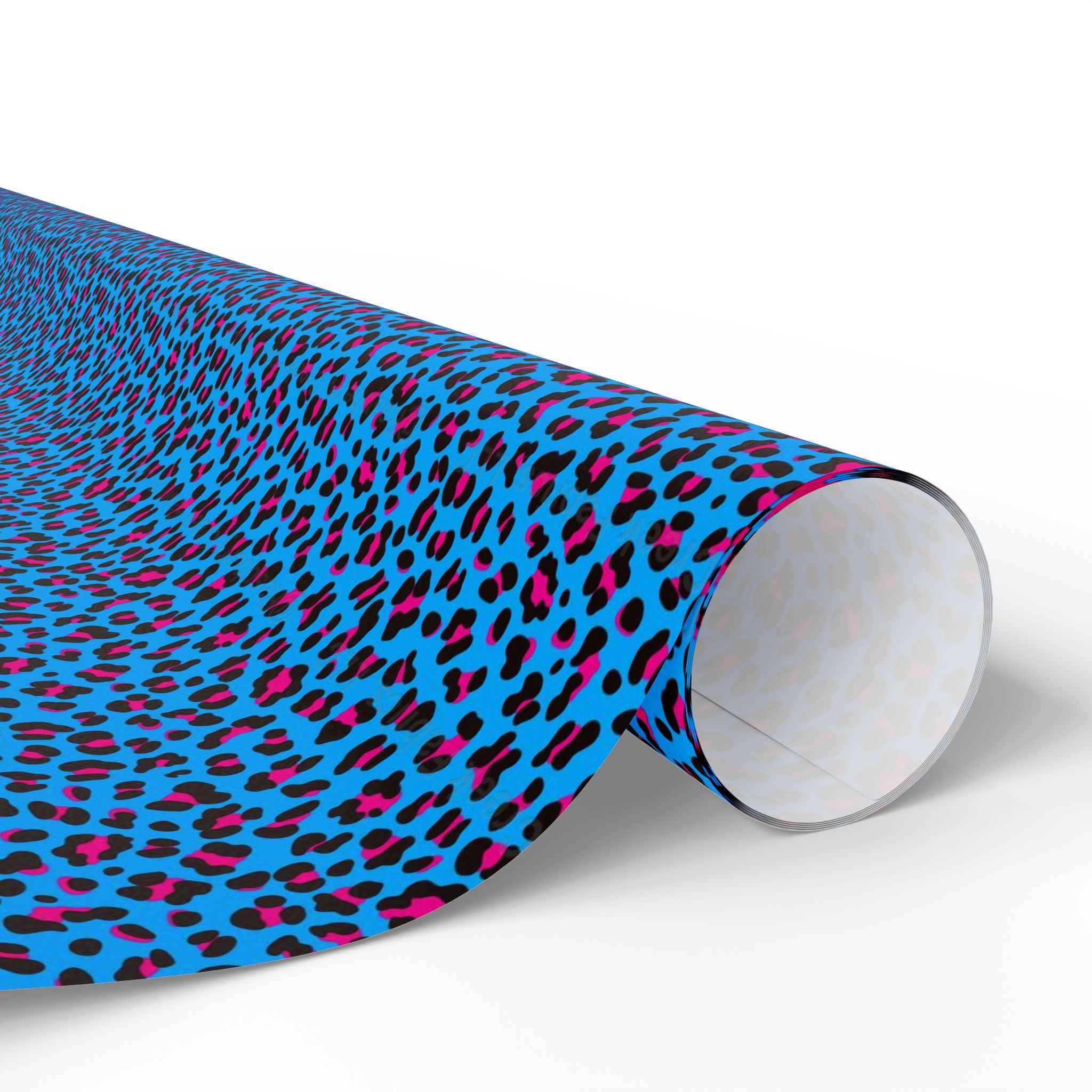 Neon 80s Blue Leopard Wrapping Paper — Bright Punk Retro Gift Wrap
