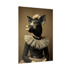 Whimsical Pig Portrait Rolled Poster, Unique Wall Art, Farmhouse Decor, Gift for Animal Lovers, Quirky Home Aesthetic