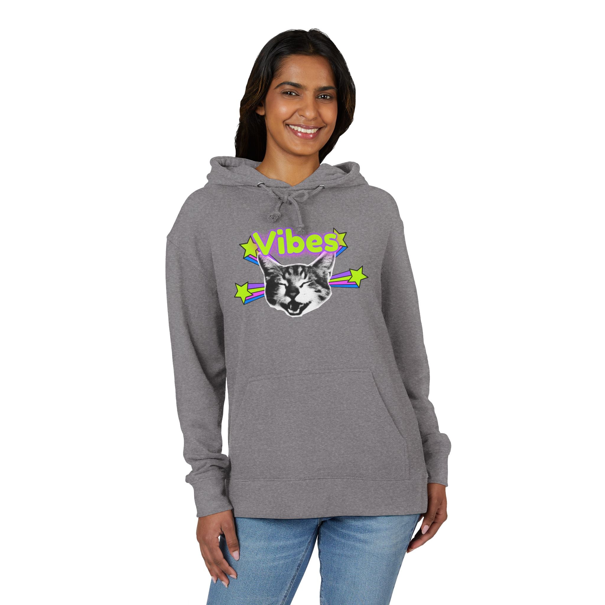 Vibes Cat Unisex French Terry Hoodie