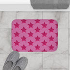 Pink Stardust Sweetheart Bath Mat | Retro Glam Memory Foam | Matching Shower Curtain