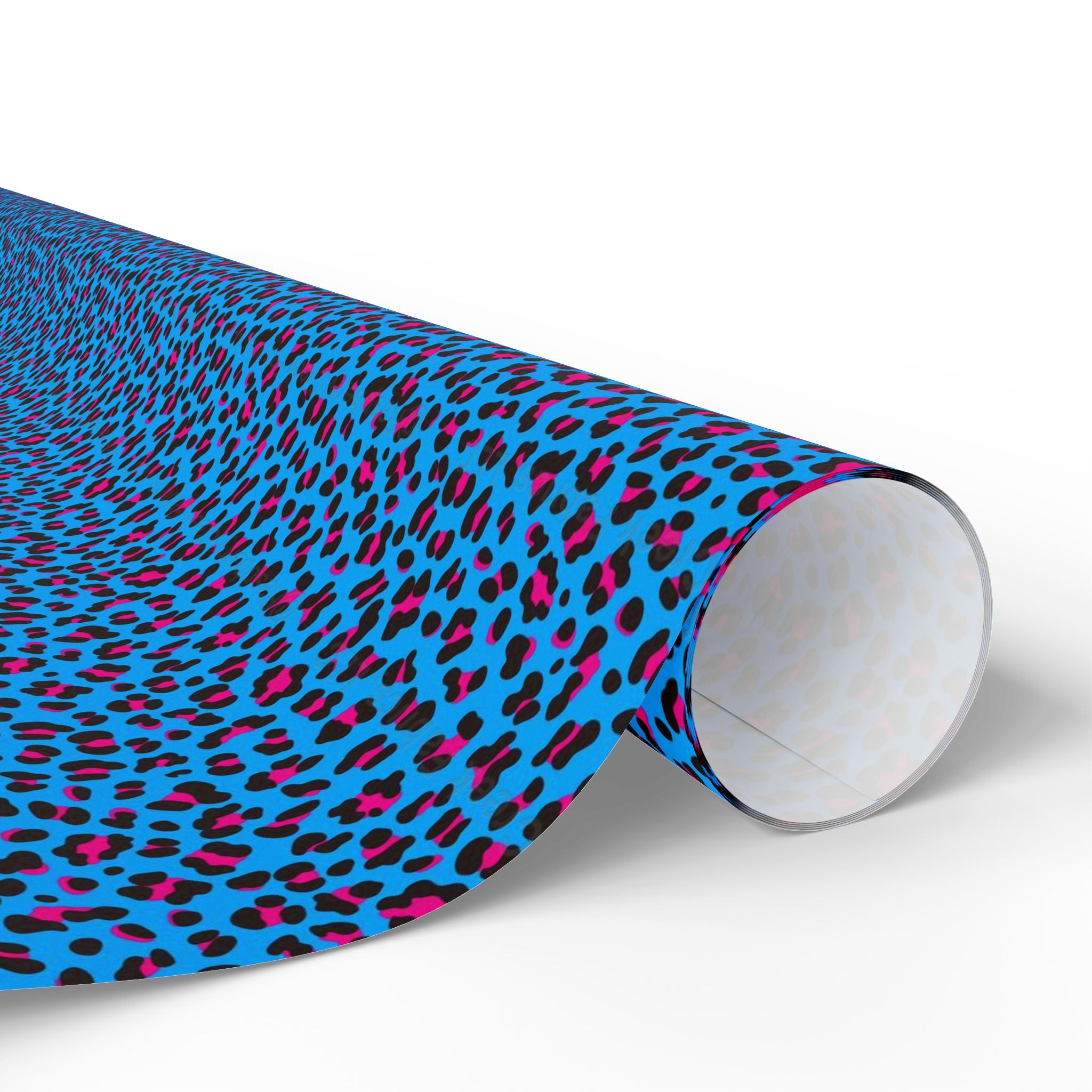 Neon 80s Blue Leopard Wrapping Paper — Bright Punk Retro Gift Wrap