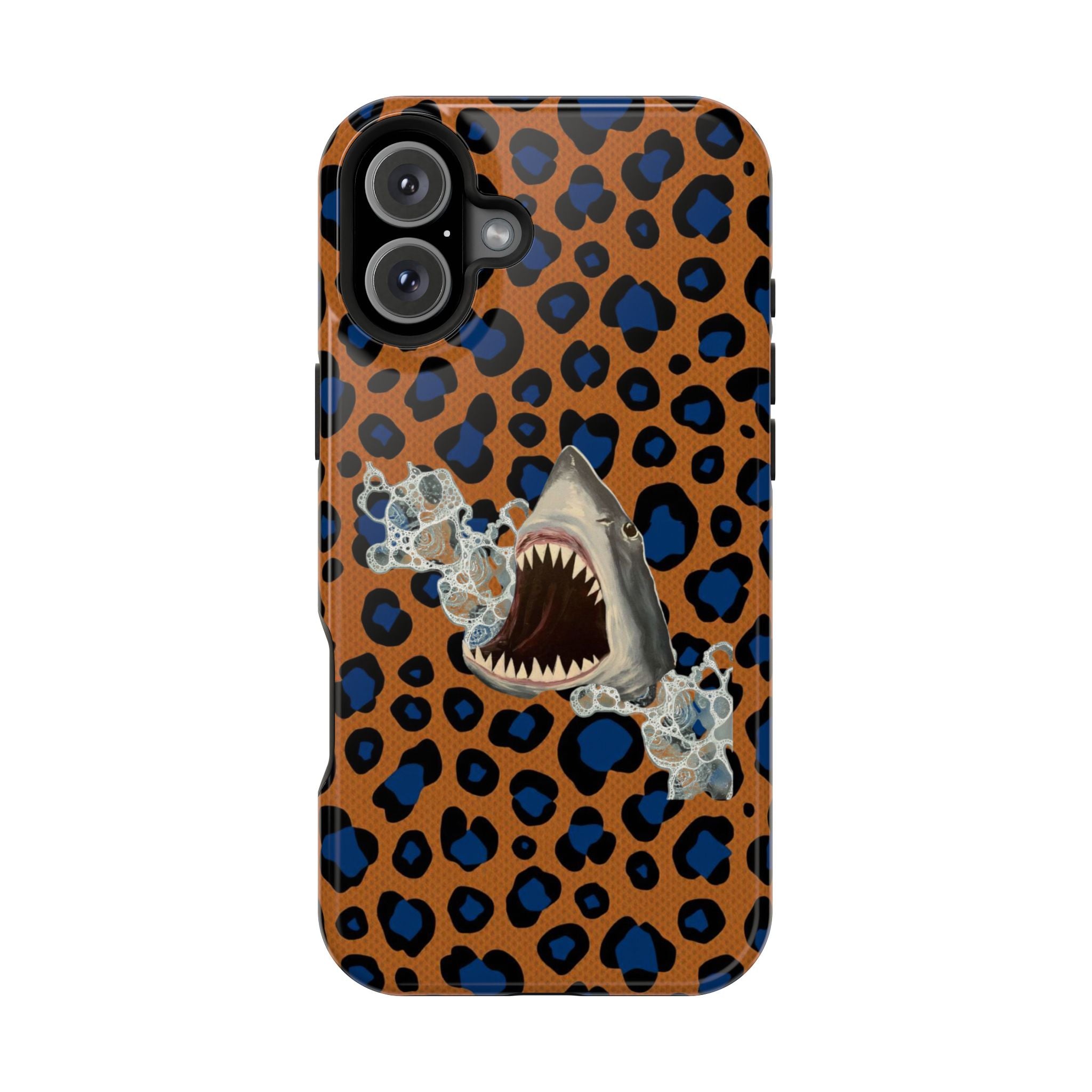 Shark Bite Leopard Print Phone Case — Magnetic Impact-Resistant