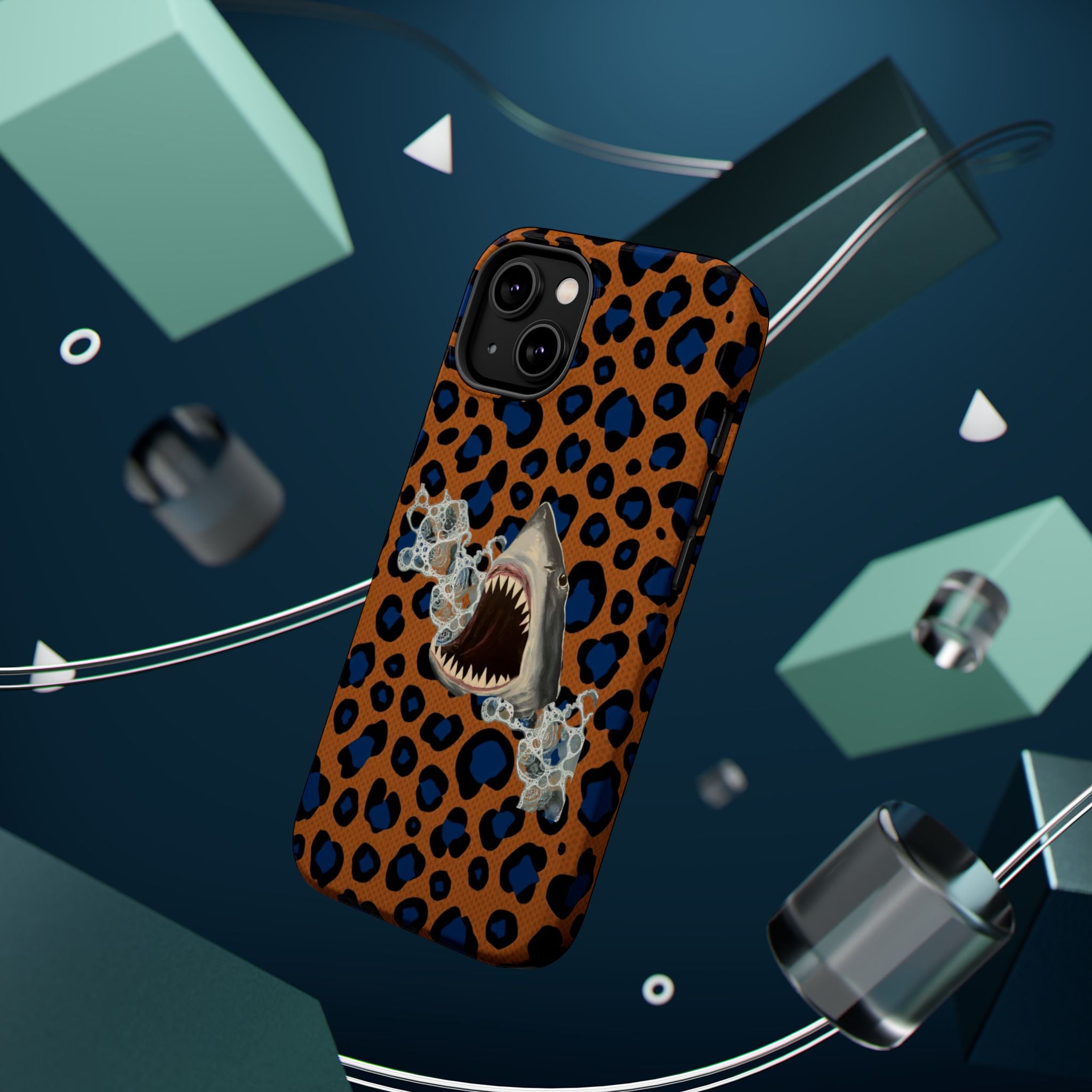 Shark Bite Leopard Print Phone Case — Magnetic Impact-Resistant