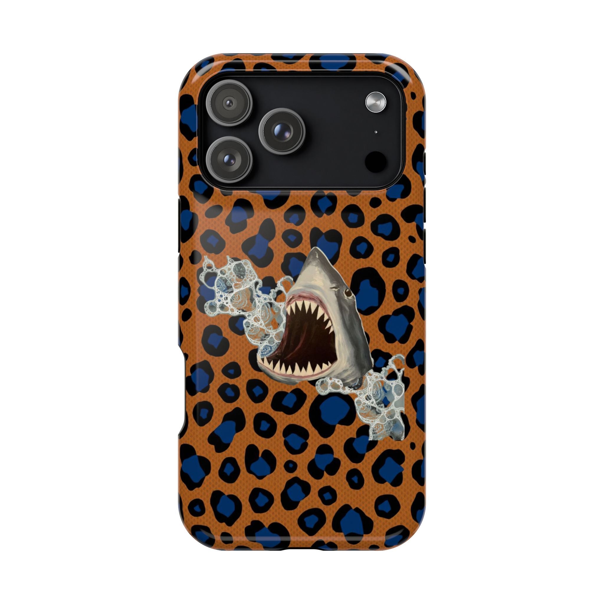 Shark Bite Leopard Print Phone Case — Magnetic Impact-Resistant