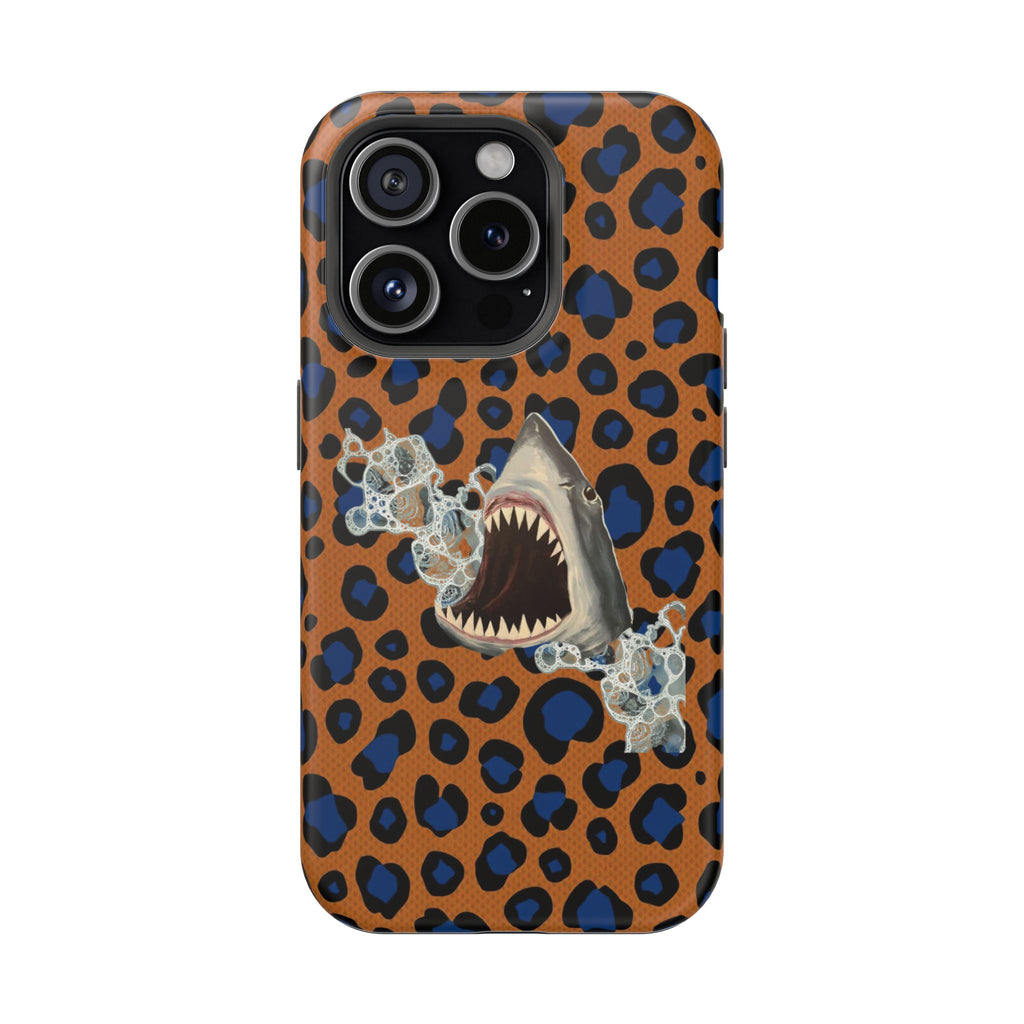 Shark Bite Leopard Print Phone Case — Magnetic Impact-Resistant