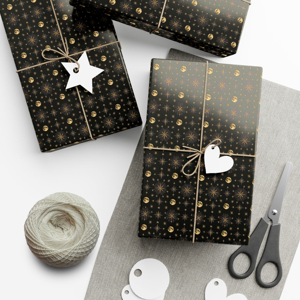 Gift Wrap Papers, Moon Design, Elegant Upscale Bespoke, Celestial Gift Wrap, Luxury Wrapping Paper, Designer Gift Wrap, Premium Moon