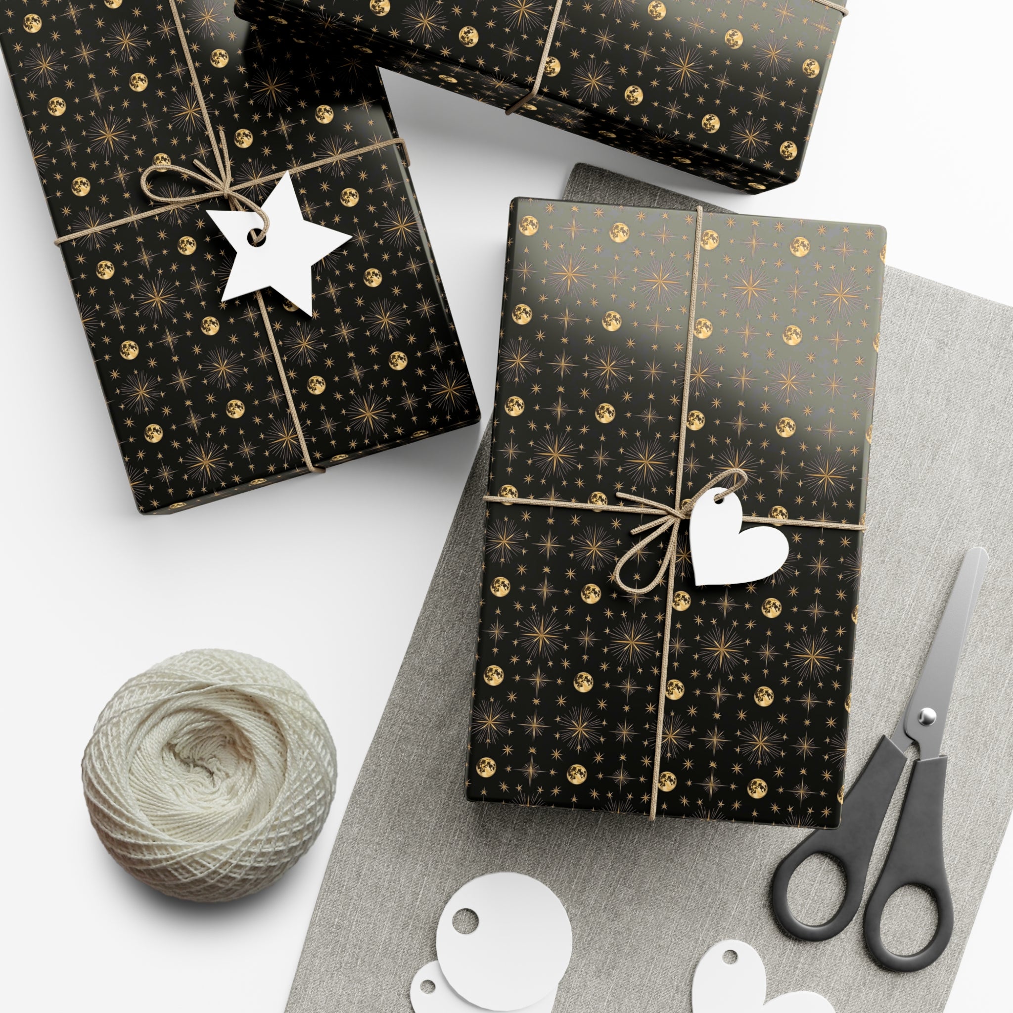 Gift Wrap Papers, Moon Design, Elegant Upscale Bespoke, Celestial Gift Wrap, Luxury Wrapping Paper, Designer Gift Wrap, Premium Moon