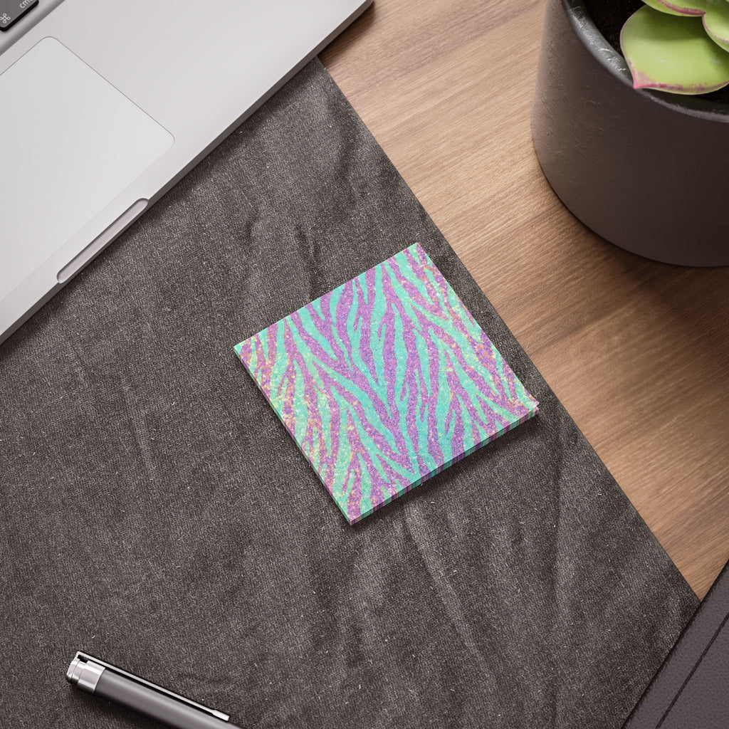 Glitter Zebra Post-it® Note Pads — Sparkle Aqua & Purple Sticky Notes