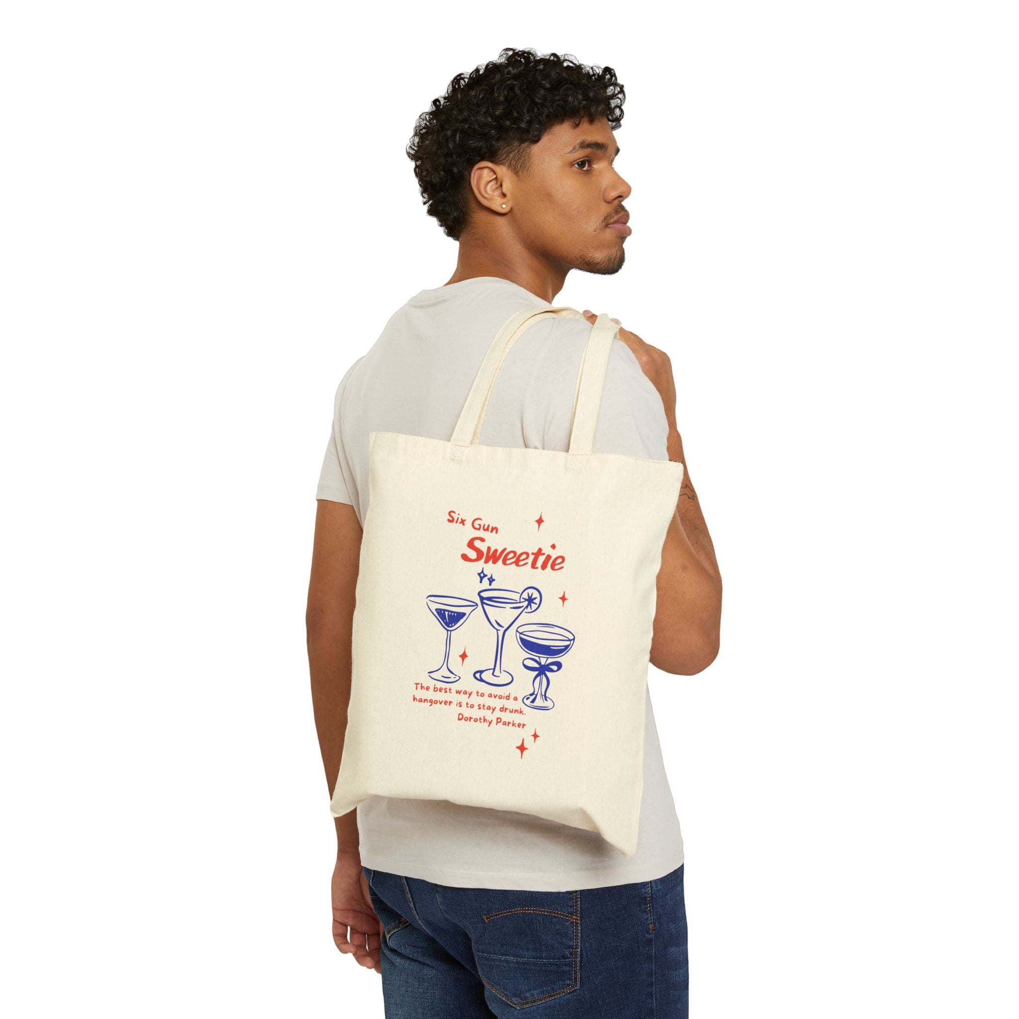 Tote Bag — "Sweetie" Retro Cocktail Illustration Cotton Canvas Tote