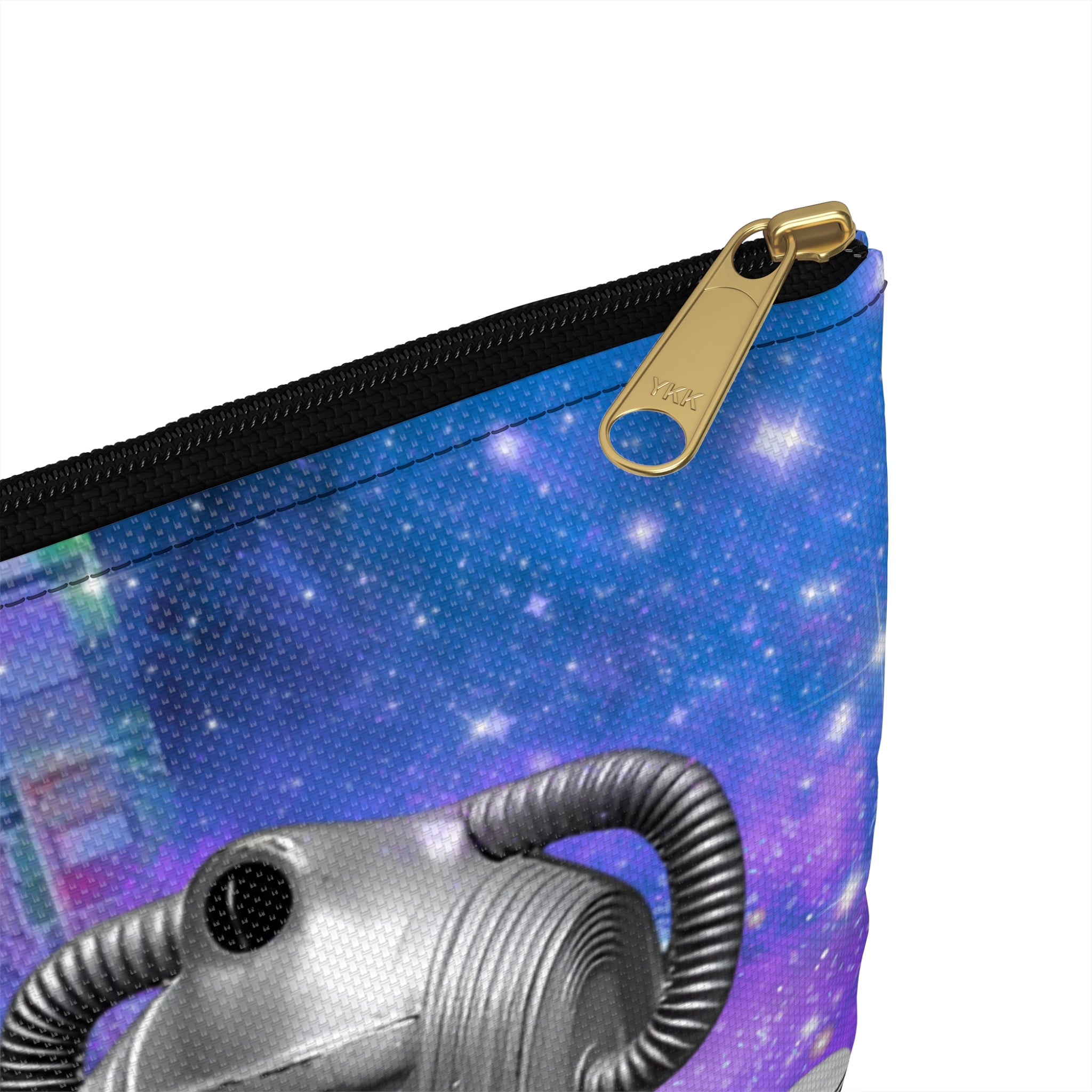 Cosmic Smoke Break Robot Accessory Pouch — Saturn Road Trip Makeup & Gadget Organizer