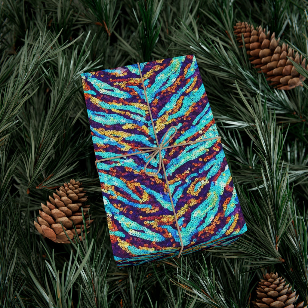 Gift Wrap Paper — Vibrant Blue & Teal Abstract Zebra Pattern