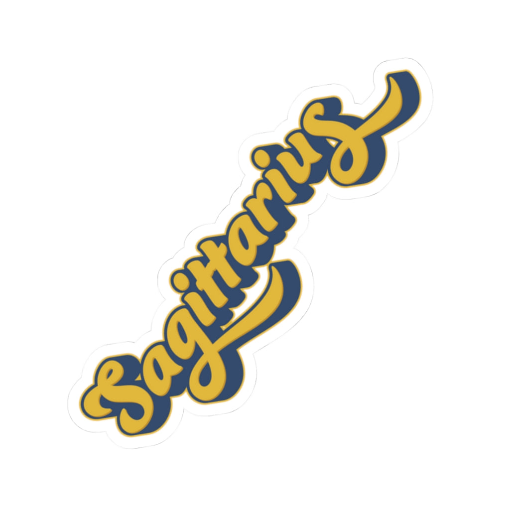 Sagittarius 70s Groovy Zodiac Sticker — Retro Star Sign Kiss-Cut