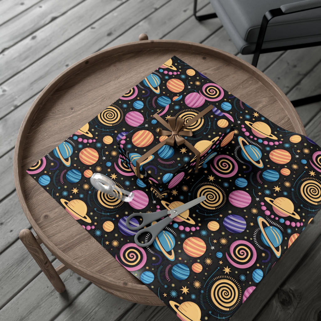 Space Planet Gift Wrap Paper — Colorful Solar System Wrapping Sheets for Kids’ Birthdays & Holidays