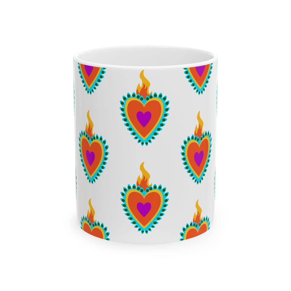 Vibrant Heart Ceramic Mug - Perfect for Coffee Lovers, Gift for Her, Housewarming, Birthday, or Celebration