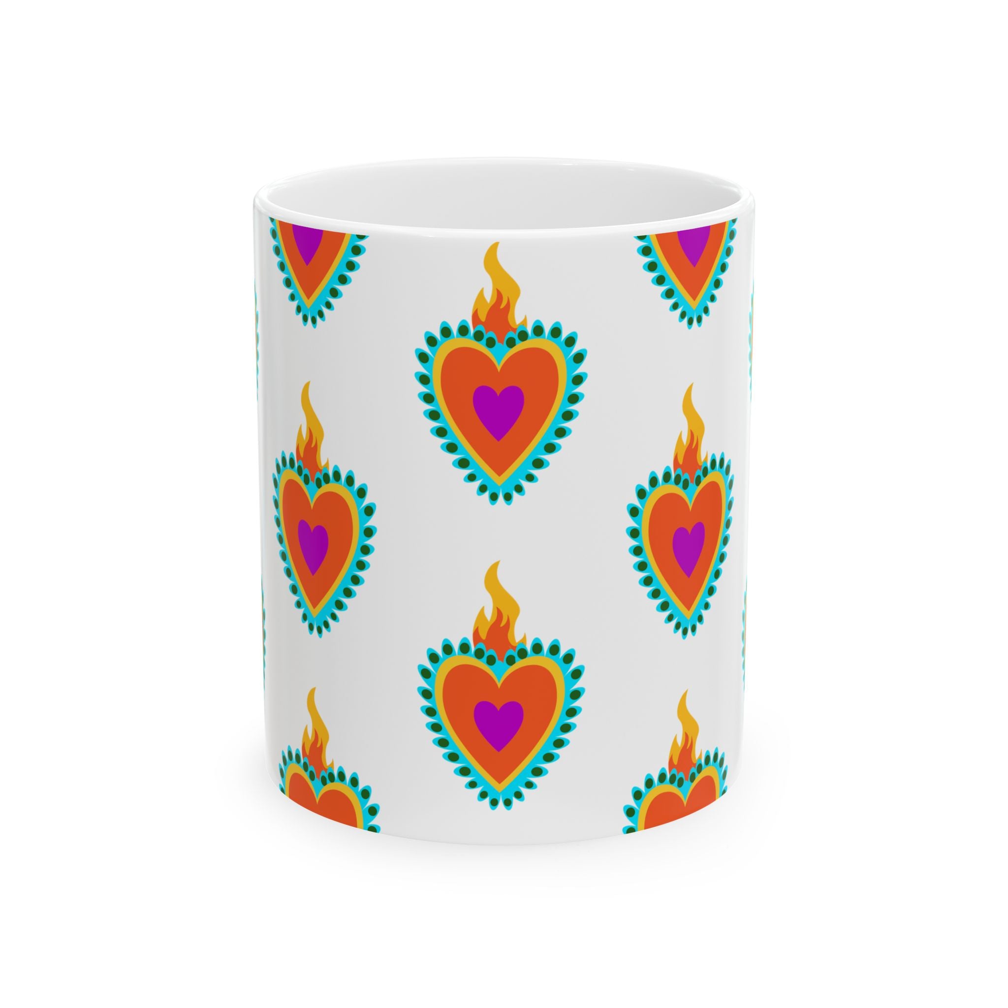 Vibrant Heart Ceramic Mug - Perfect for Coffee Lovers, Gift for Her, Housewarming, Birthday, or Celebration