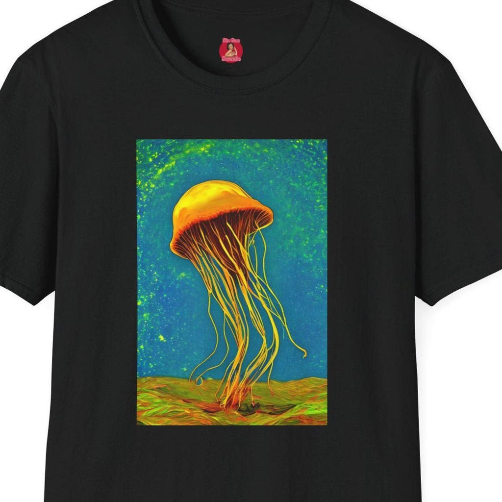 Vincent Van Gogh Jellyfish Unisex Tee, Softstyle Shirt, Brilliant Ocean T-Shirt, Artistic Sea Life Top, Van Gogh Inspired Clothing