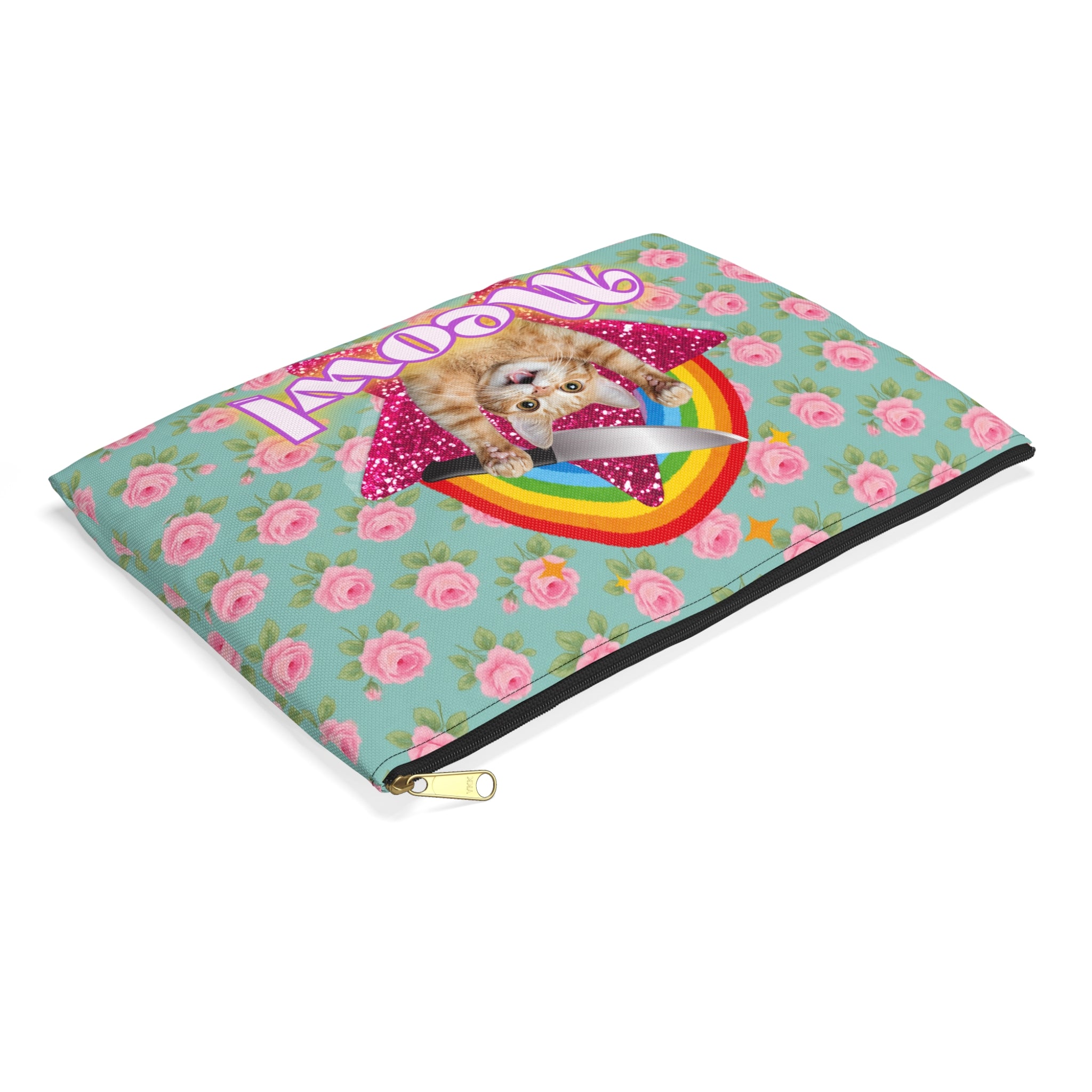 Accessory Pouch - English Roses with Psycho Kitty and Rainbow