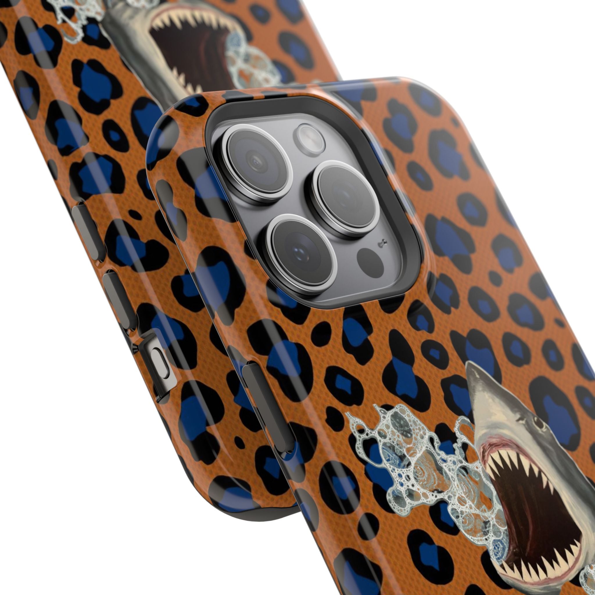 Shark Bite Leopard Print Phone Case — Magnetic Impact-Resistant