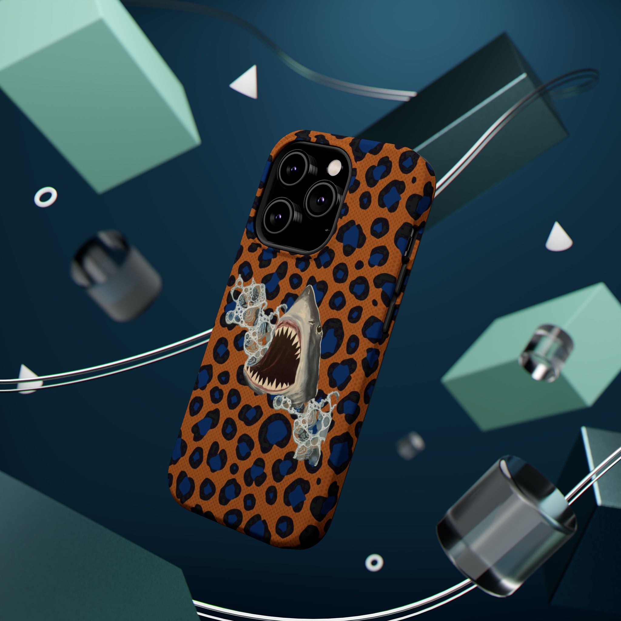 Shark Bite Leopard Print Phone Case — Magnetic Impact-Resistant