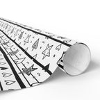 Gift Wrap Sheets Doodle Hearts Stars Black White