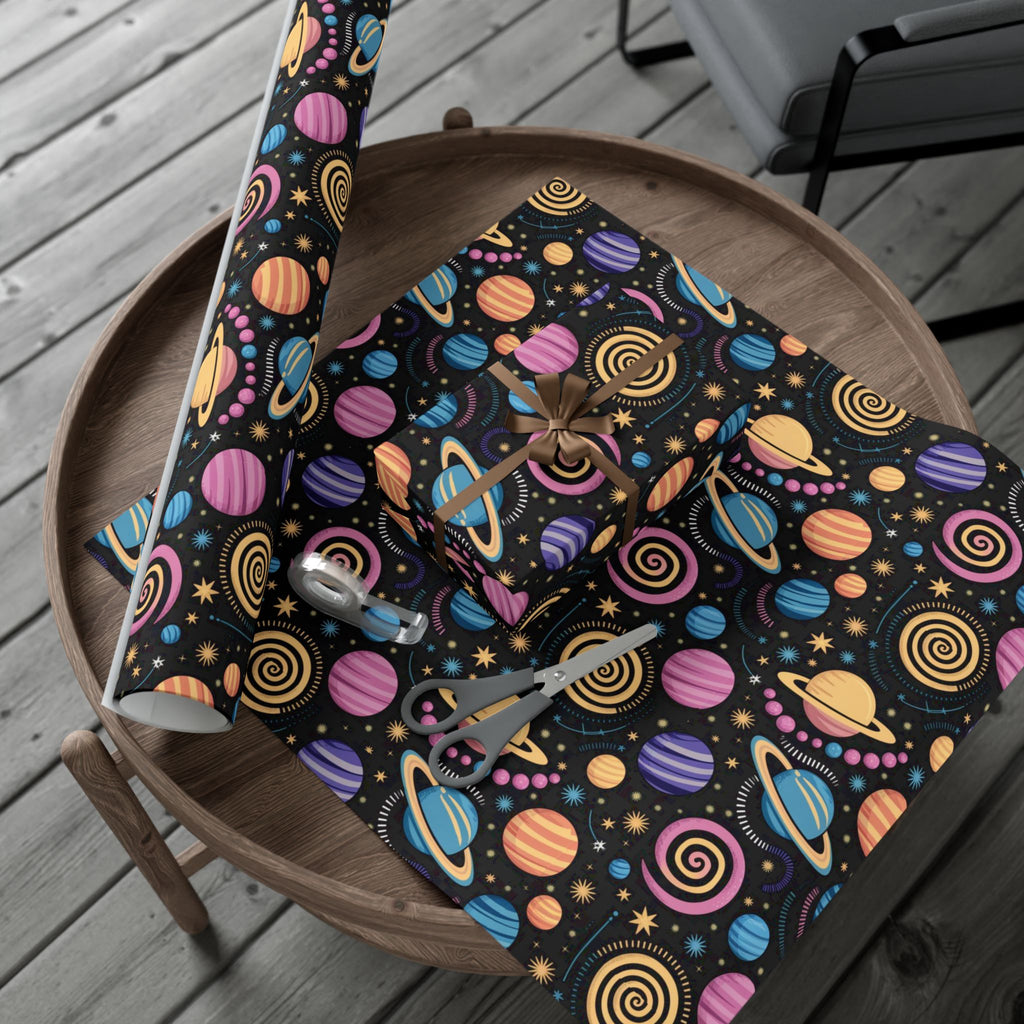 Space Planet Gift Wrap Paper — Colorful Solar System Wrapping Sheets for Kids’ Birthdays & Holidays