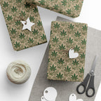 Cannabis Leaf Kraft Wrapping Paper – Green Marijuana Pattern Gift Wrap