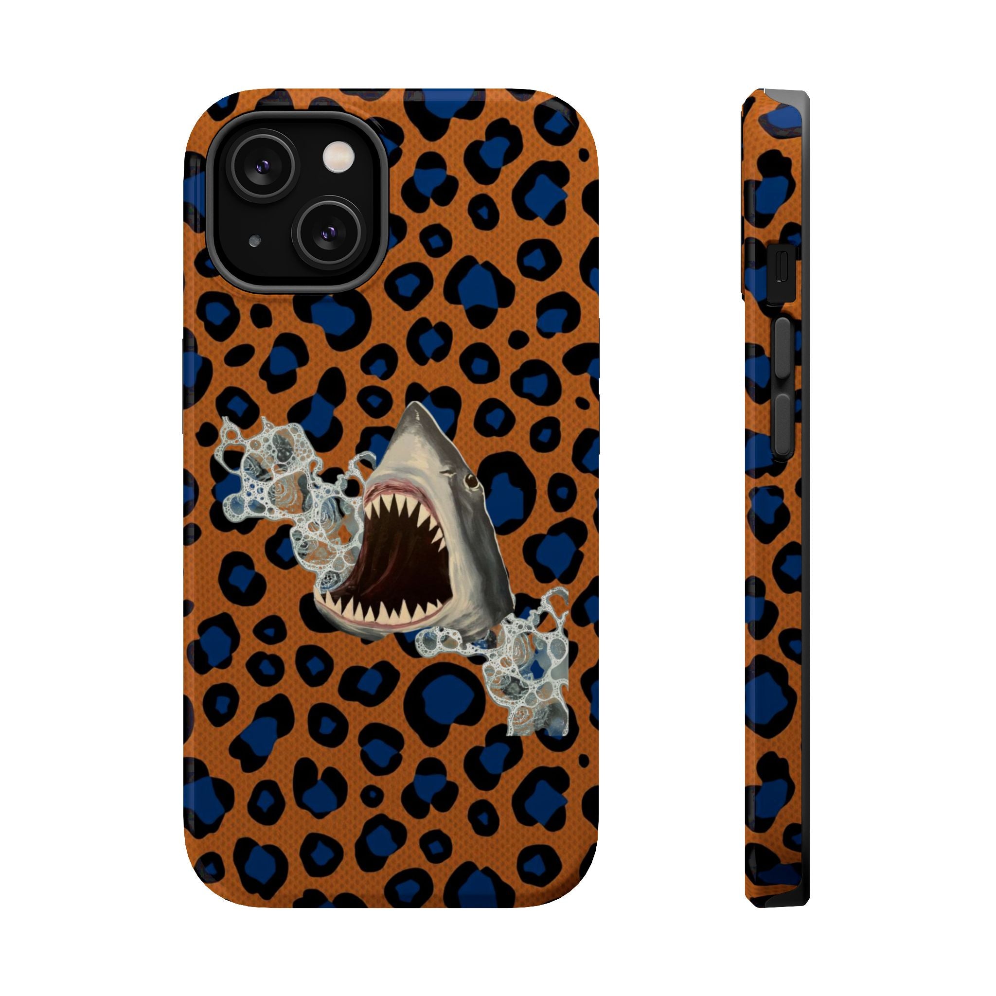 Shark Bite Leopard Print Phone Case — Magnetic Impact-Resistant