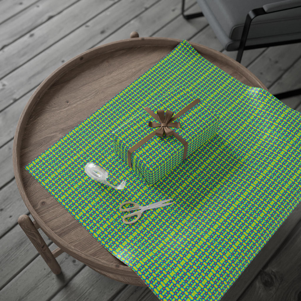 Retro 80s Neon Star Wrapping Paper — Bright Green & Blue, Quirky Gift Wrap