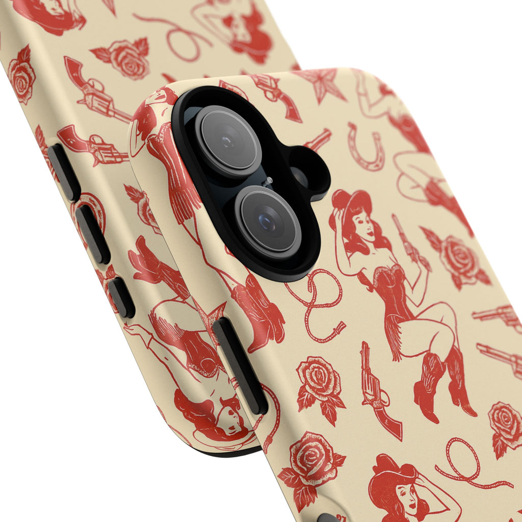 Tough Cases - Vintage Cowgirl Pattern iPhone Case