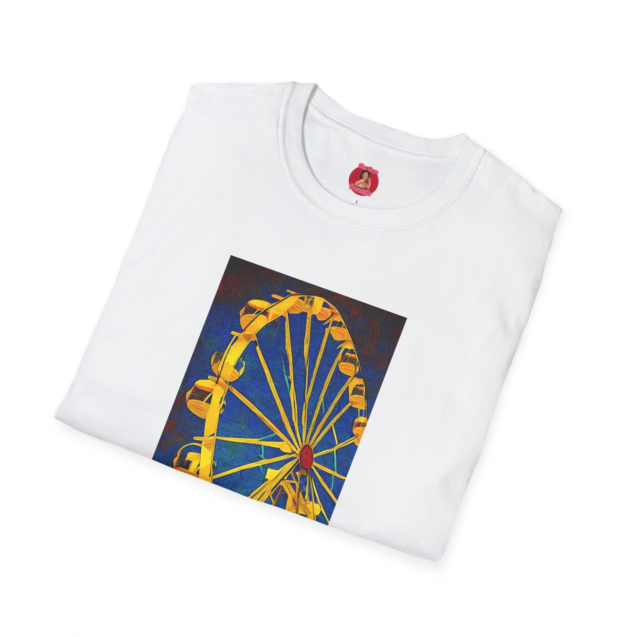 Ferris Wheel T-Shirt, Gothic Van Gogh Style Graphic Tee, Creepy Carnival Shirt, Unisex Softstyle Tee, Dark Art Clothing