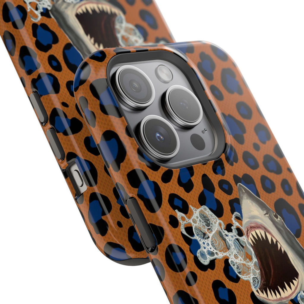 Shark Bite Leopard Print Phone Case — Magnetic Impact-Resistant