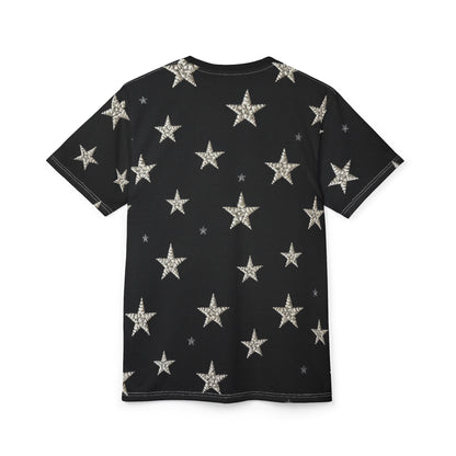 Silver Stars Unisex Tee, Cosmic Graphic Shirt, Starry Night Apparel, Fashionable T-Shirt, Unique Gift for Stargazers