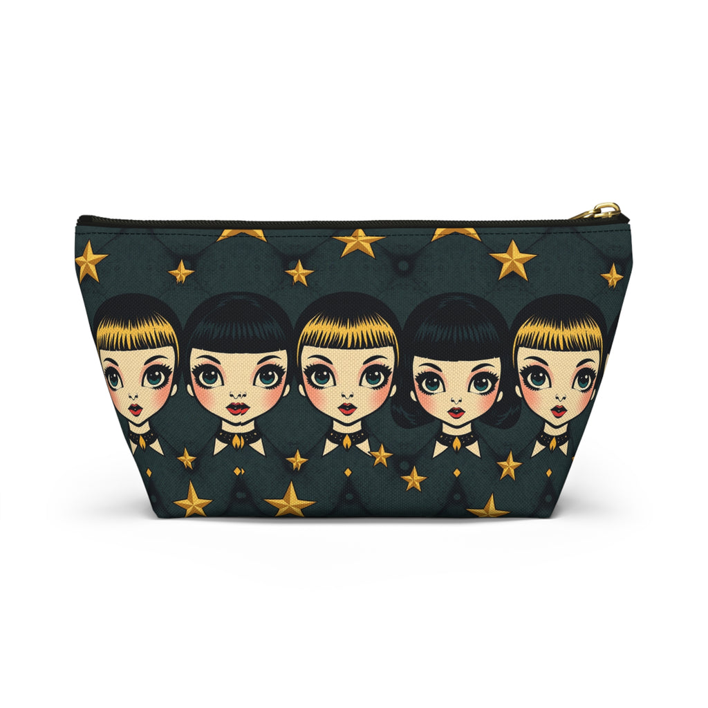 Whimsical Doll Head Accessory Pouch, Cute Makeup Bag, Starry Character Pouch, Gift for Her, Fun Travel Organizer
