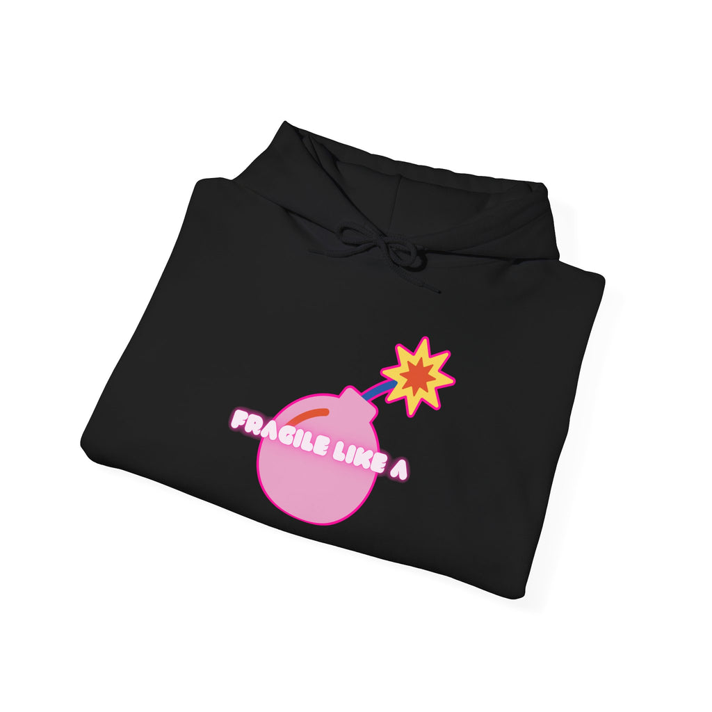 Hooded Sweatshirt 'Fragile like a Bomb' Female Empowerment Y2K Design
