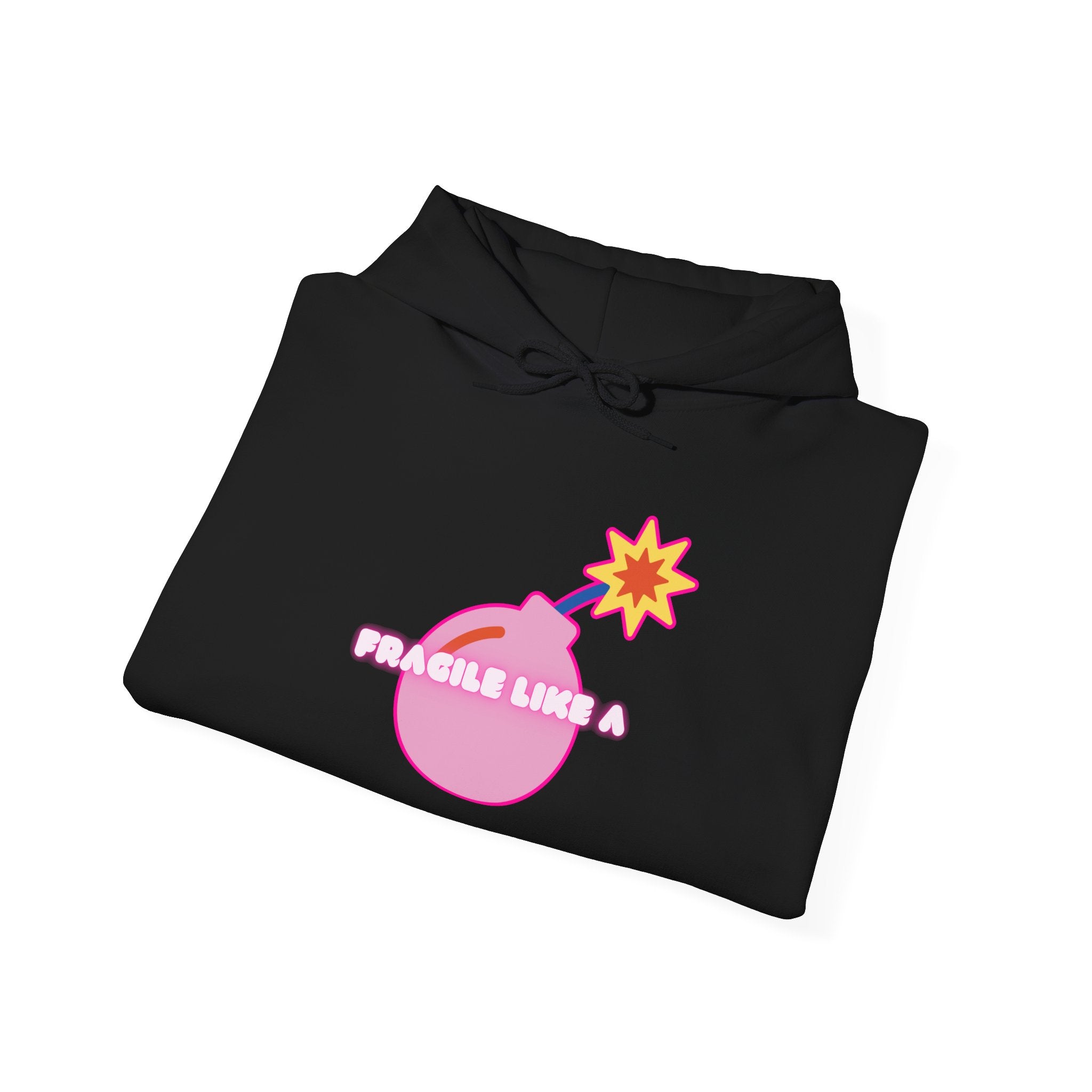 Hooded Sweatshirt 'Fragile like a Bomb' Female Empowerment Y2K Design