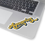 Aquarius Star Sign 70s Groovy Zodiac Sticker — Retro Star Sign Kiss-Cut