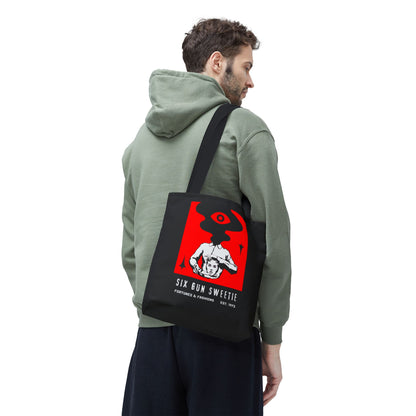 Tote Bag - Six Gun Sweetie Reusable Shopping Bag in Black and Red