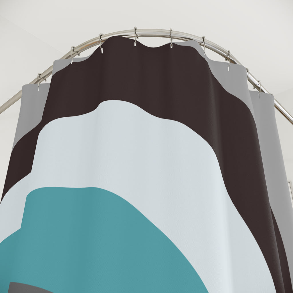 Bauhaus Minimalist Pop Art Shower Curtain — Blue Black White