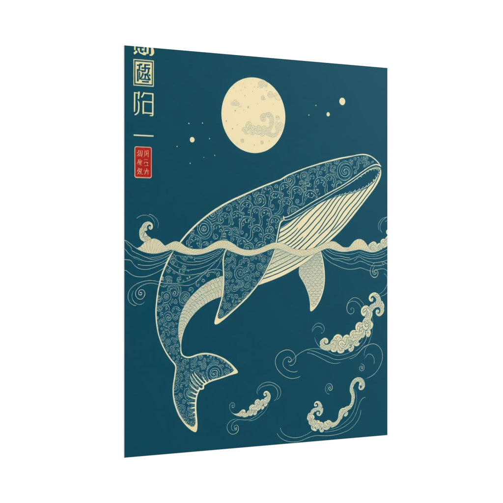 Whale Moon Poster — Rolled Nautical Art Print