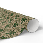 Cannabis Leaf Kraft Wrapping Paper – Green Marijuana Pattern Gift Wrap