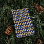 Navy Diamond Star Pattern Wrapping Paper | Geometric Holiday Wrap