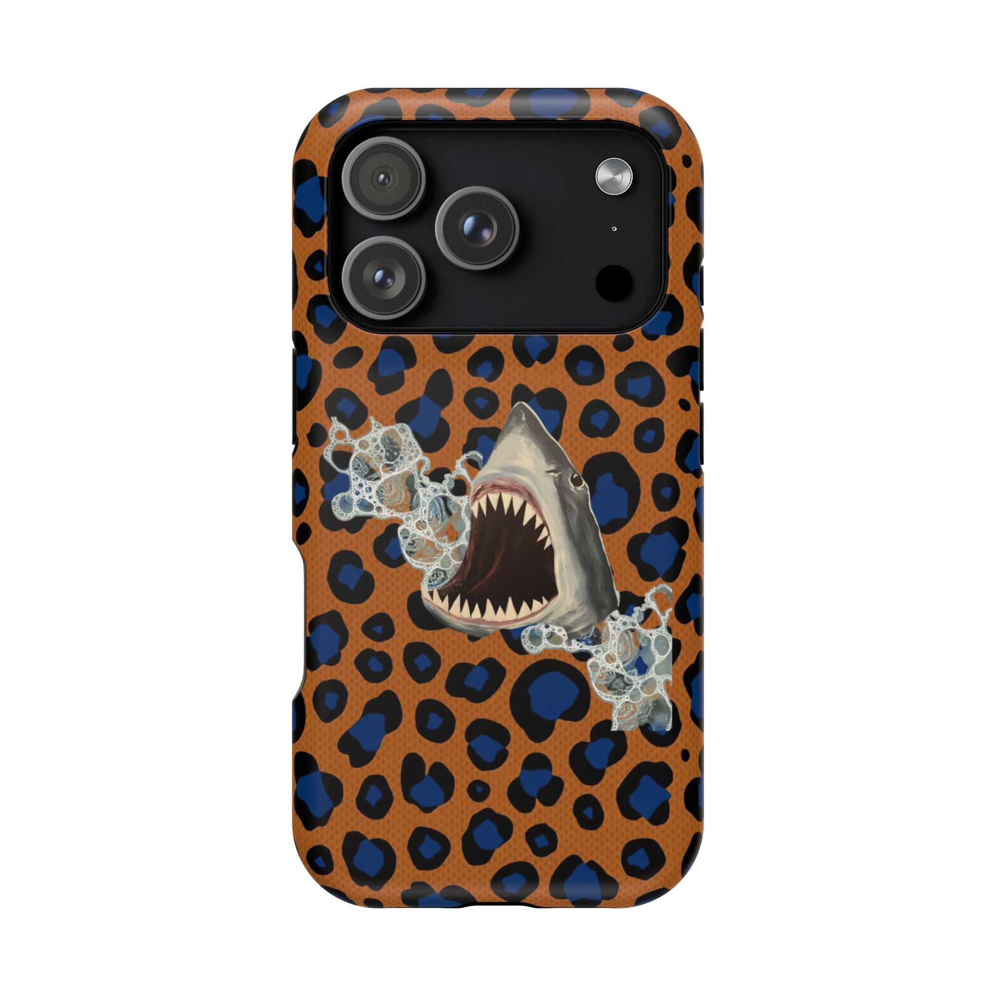 Shark Bite Leopard Print Phone Case — Magnetic Impact-Resistant