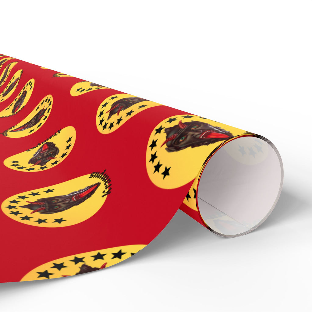 Wrapping Paper - Krampus Yellow Polka Dot Christmas Vintage Design