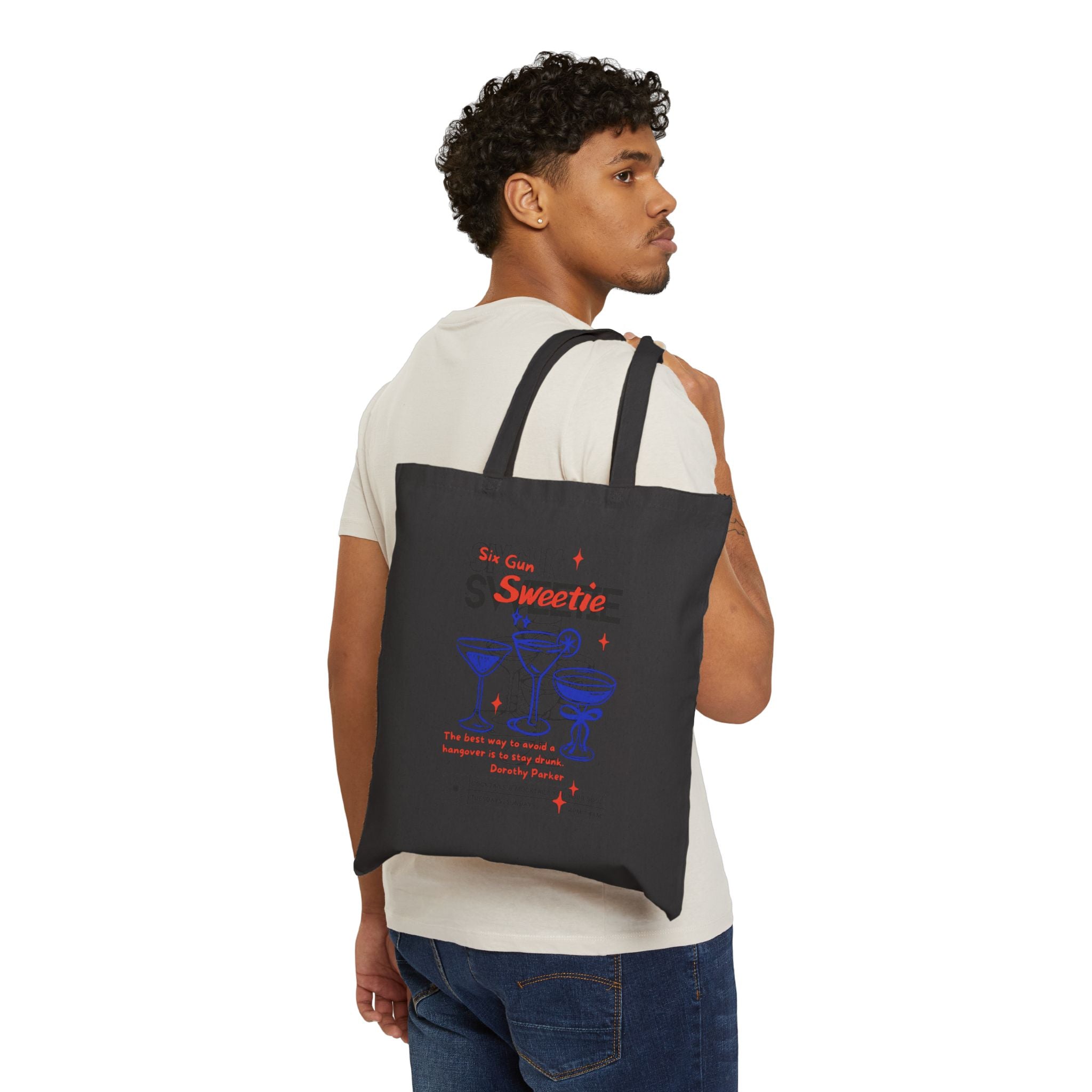 Tote Bag — "Sweetie" Retro Cocktail Illustration Cotton Canvas Tote