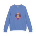 Raglan Crewneck Sweatshirt with Winged Star Rock and Roll Vintage Band Hippie Design