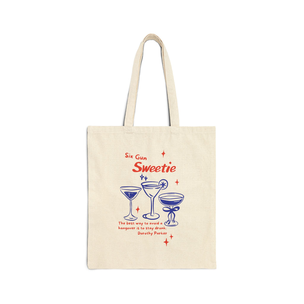Tote Bag — "Sweetie" Retro Cocktail Illustration Cotton Canvas Tote