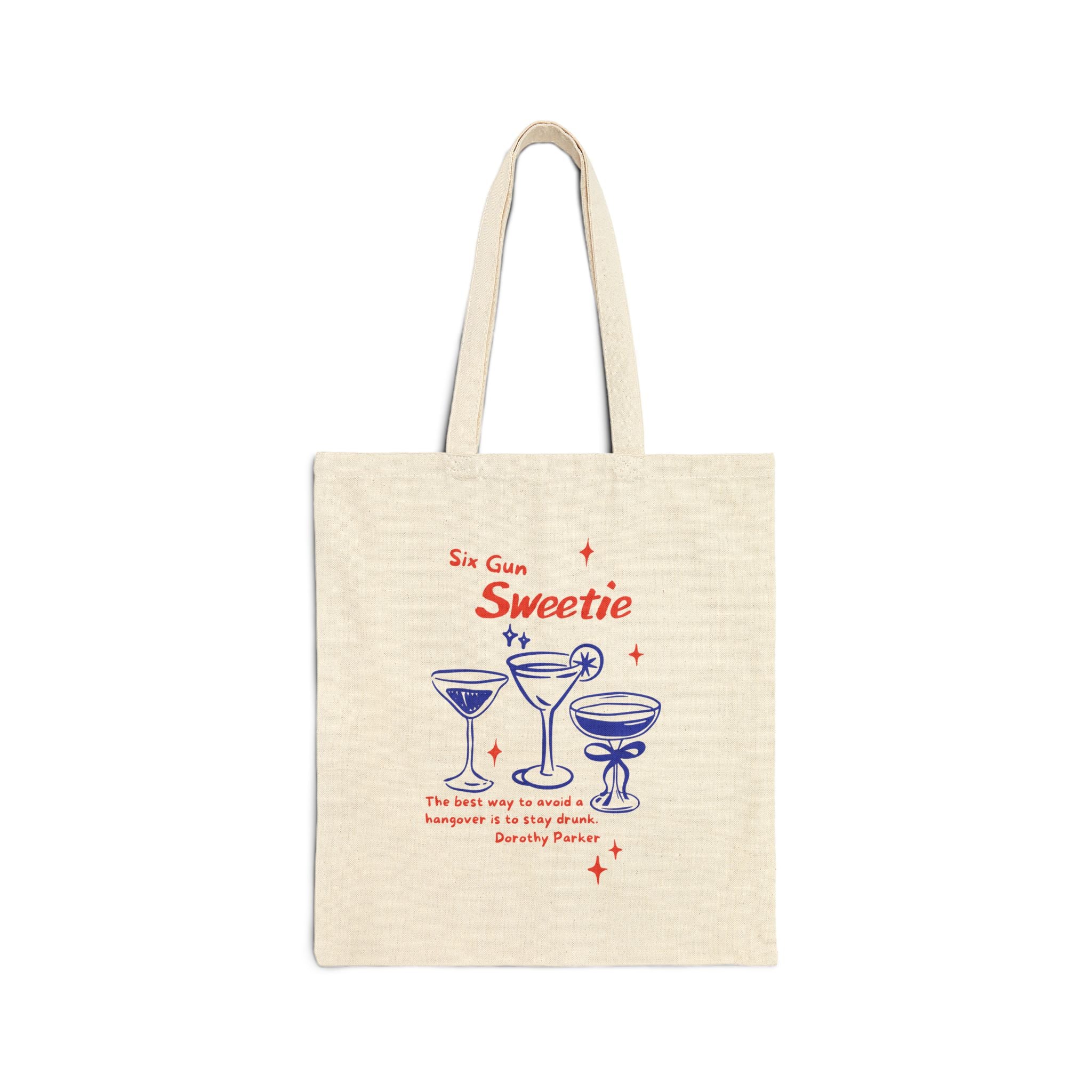 Tote Bag — "Sweetie" Retro Cocktail Illustration Cotton Canvas Tote