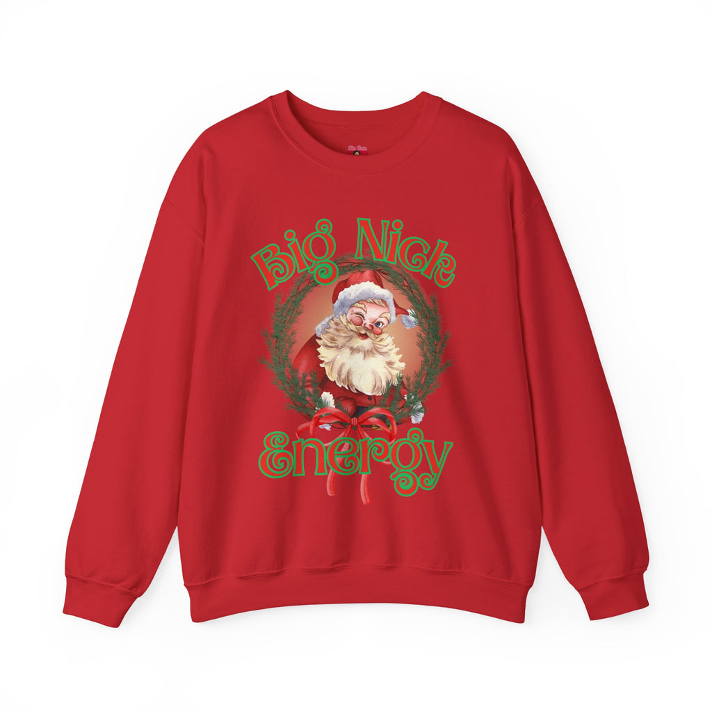 Funny Santa 'Big Nick Energy' Crewneck Sweatshirt for Christmas, Bold Vintage Design, Unique Apparel Jumper, Holiday Gift, Winter Clothing,
